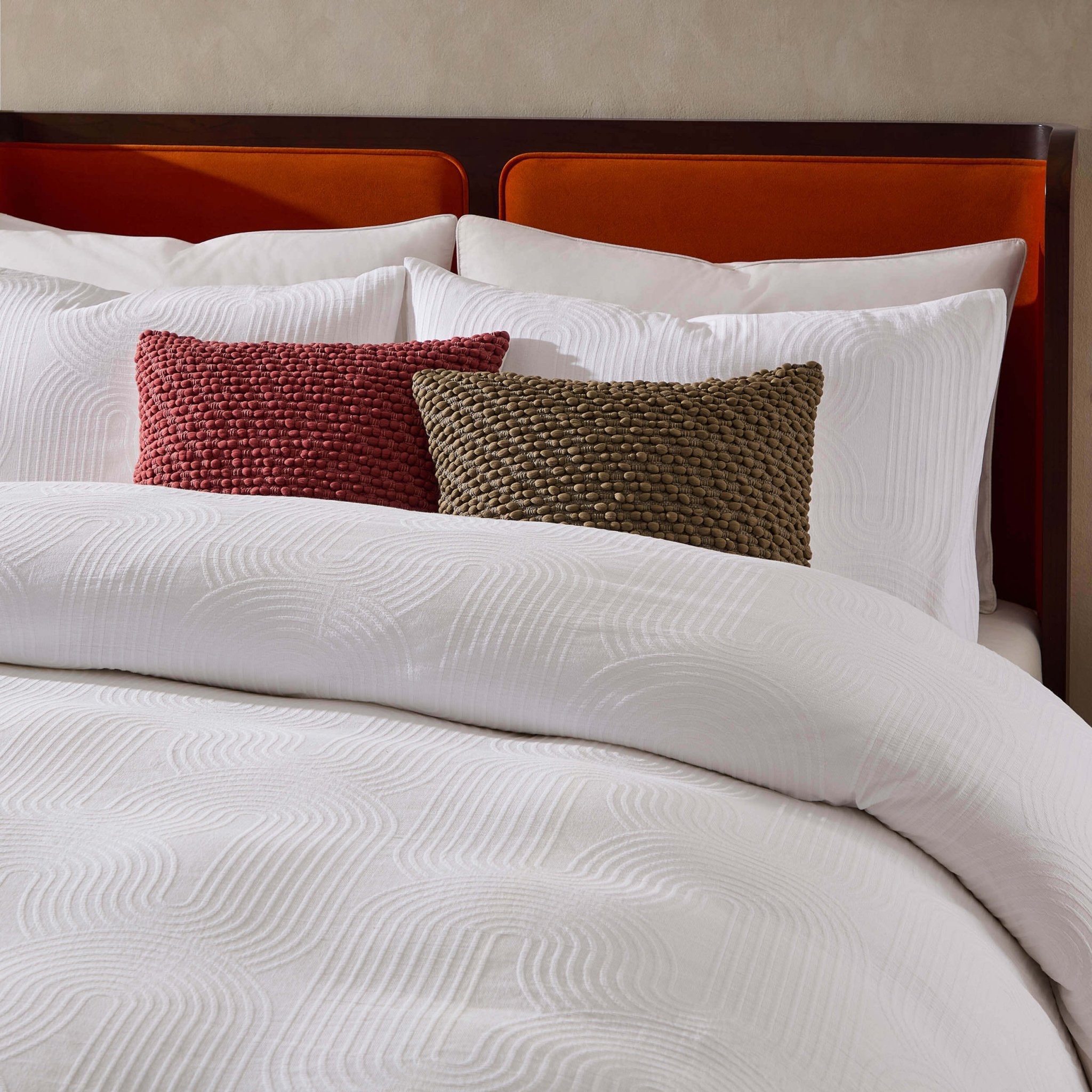 Parure de lit Archie Geo en jacquard tissé 200 fils - Blanc