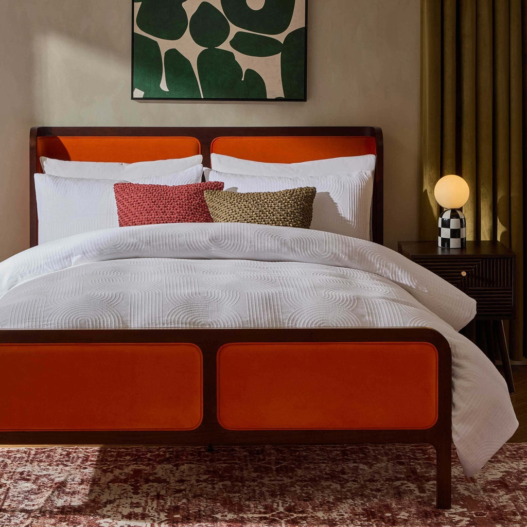 Parure de lit Archie Geo en jacquard tissé 200 fils - Blanc