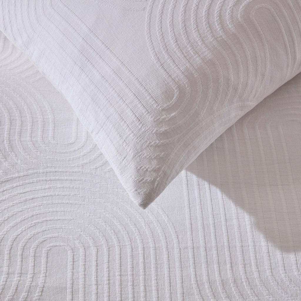 Parure de lit Archie Geo en jacquard tissé 200 fils - Blanc