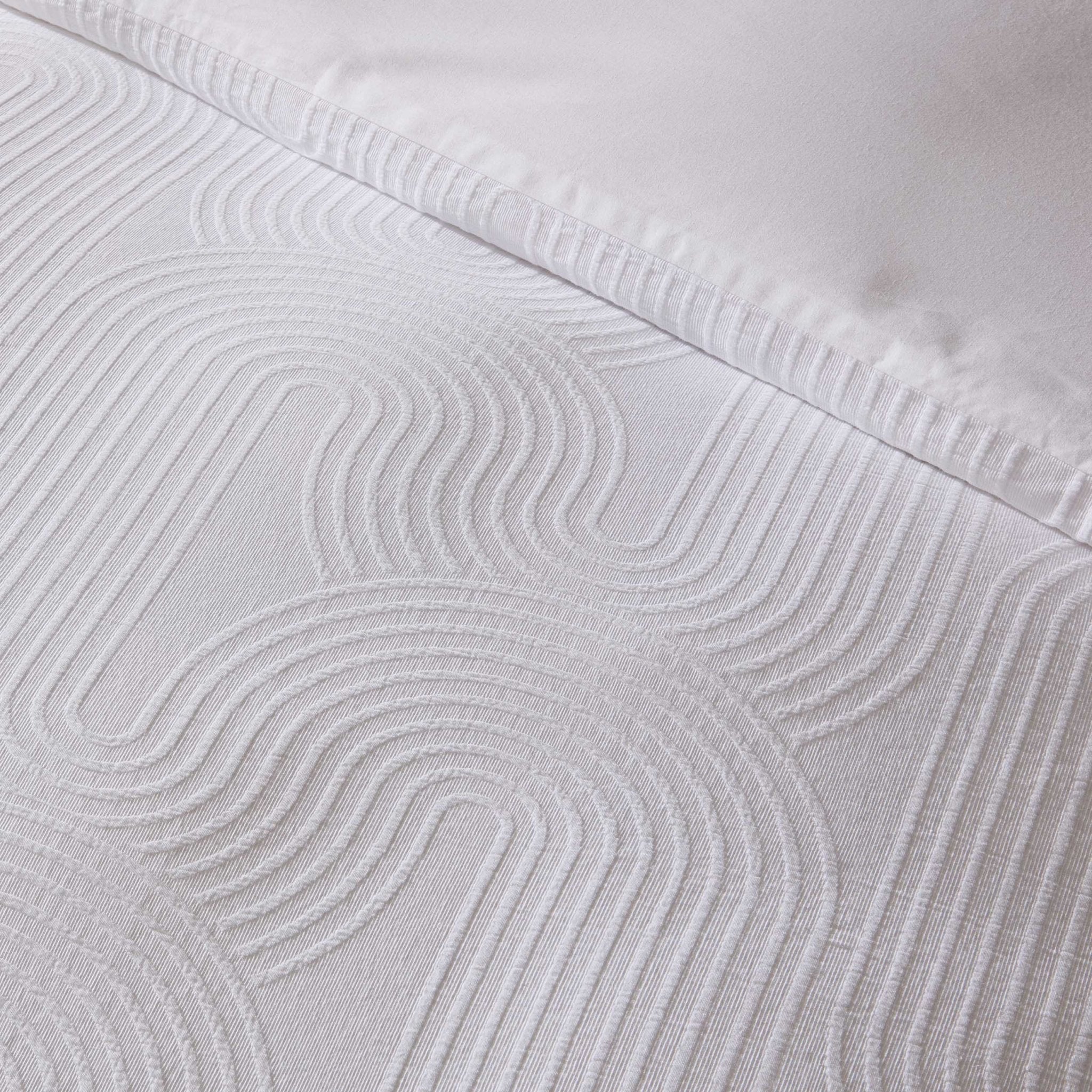 Parure de lit Archie Geo en jacquard tissé 200 fils - Blanc