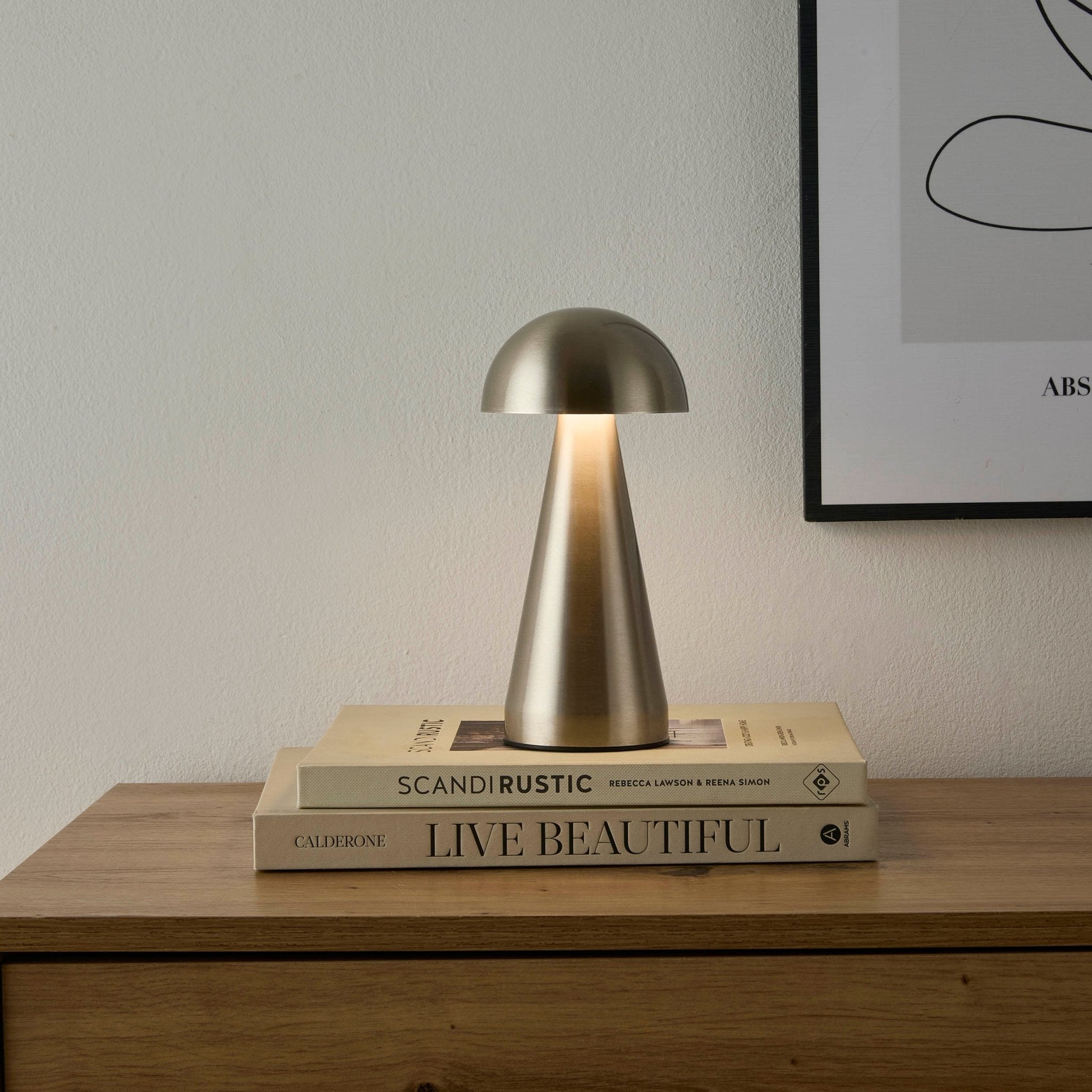 Lampe LED rechargeable sans fil Ares Mini à dôme - Nickel satiné