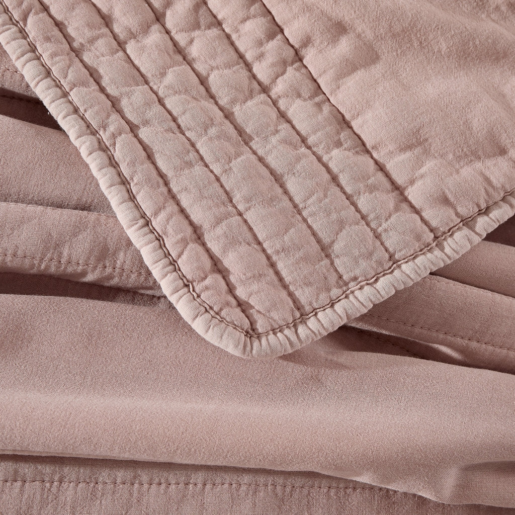 Couvre-lit matelassé en coton délavé Arno - Rose délavé