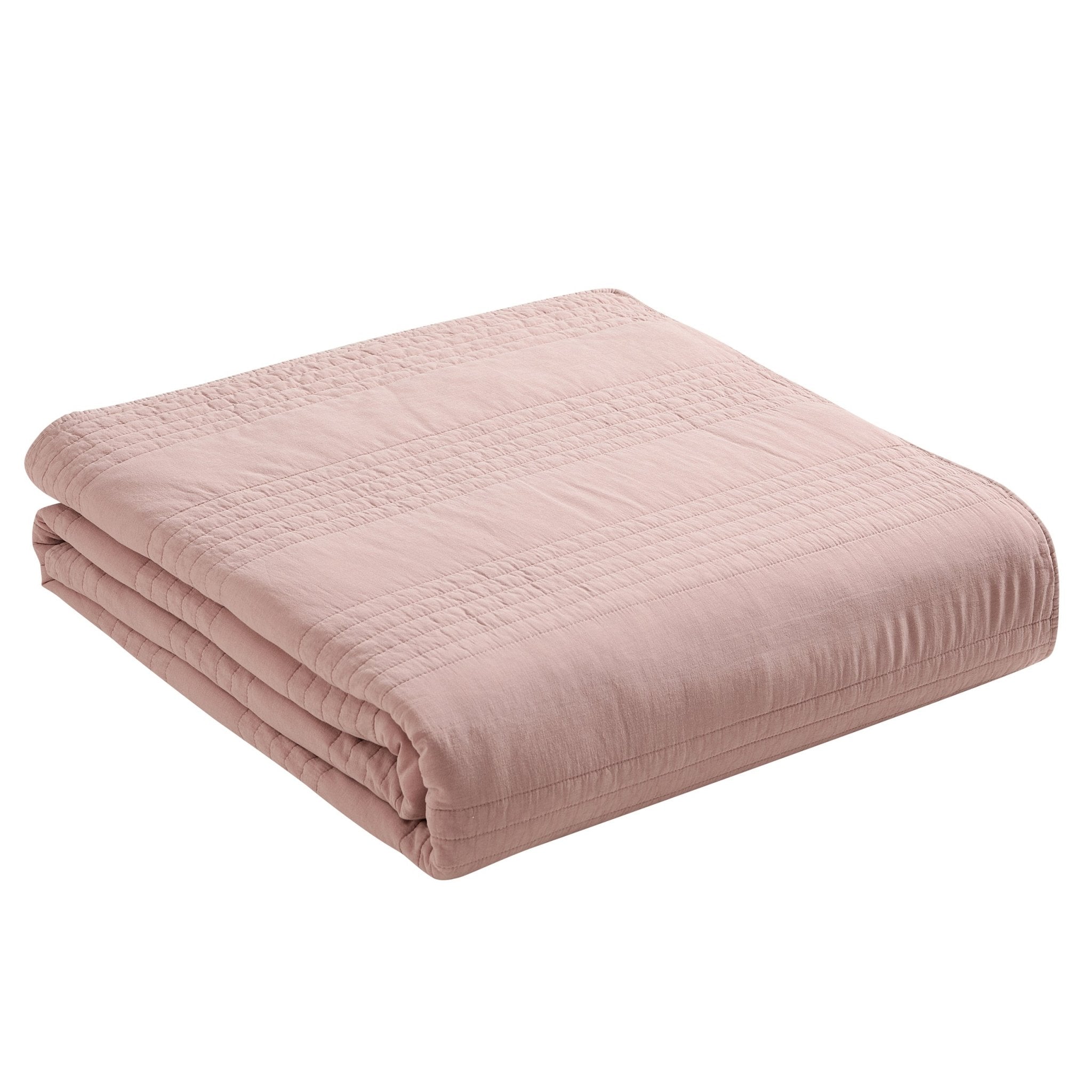 Couvre-lit matelassé en coton délavé Arno - Rose délavé