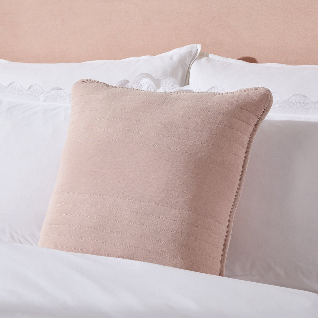 Housse de coussin matelassée en coton délavé Arno - Rose délavé
