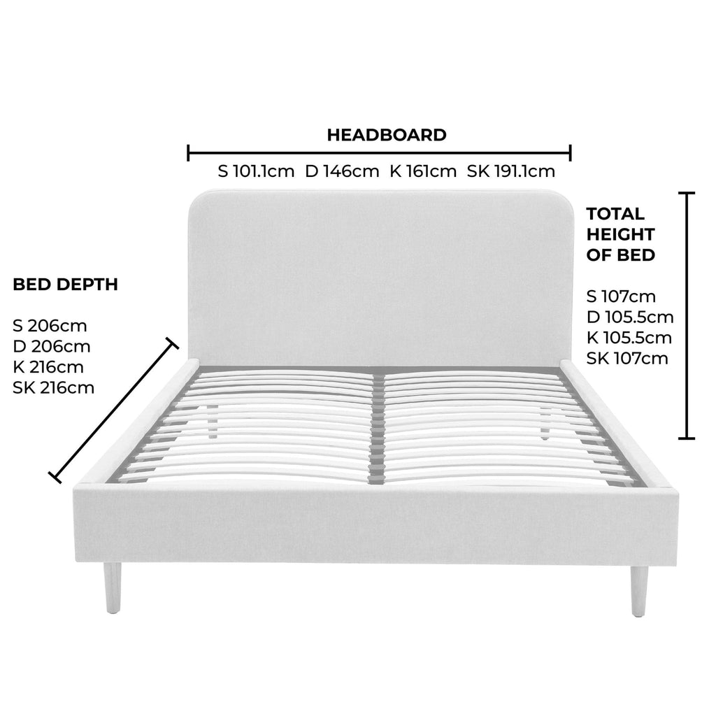 Cadre de lit Ascot - Chenille gris clair