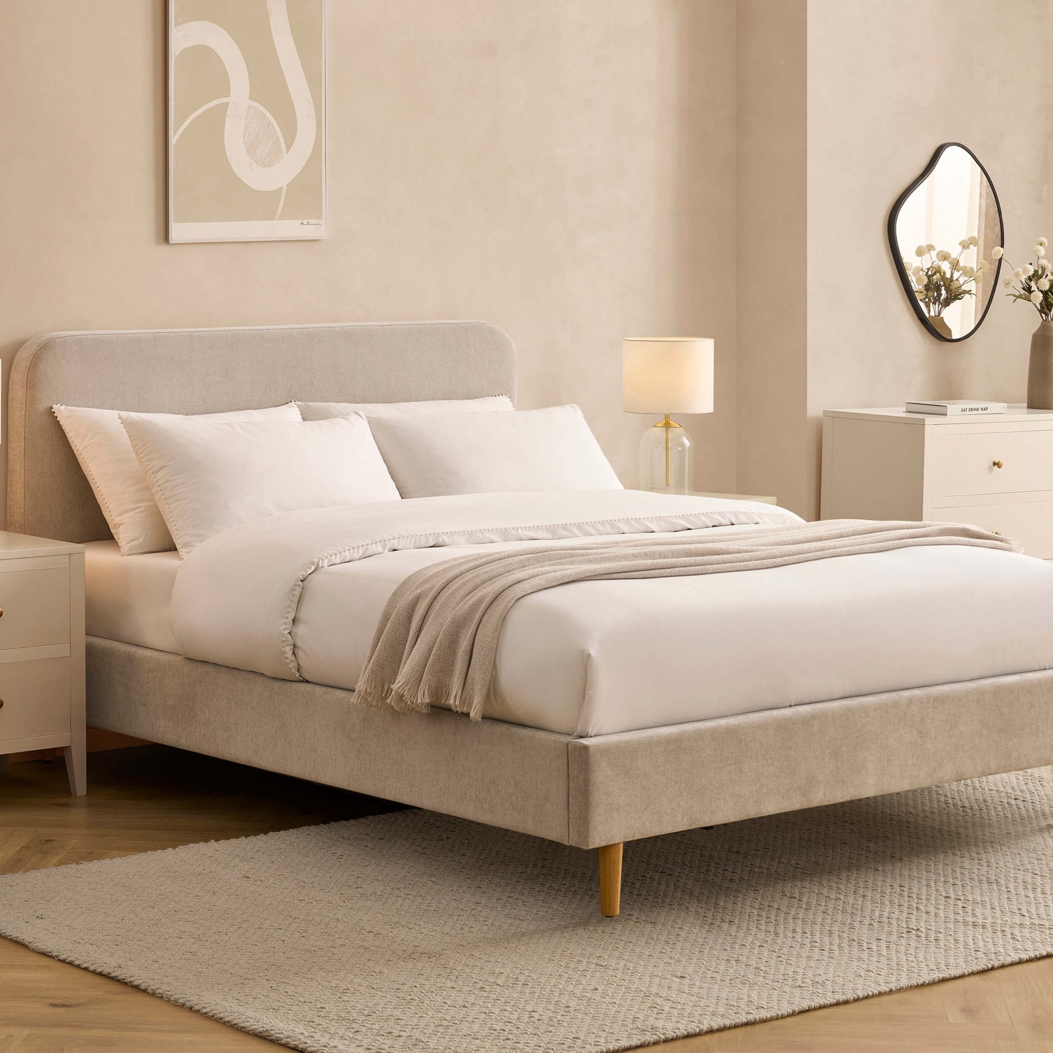 Cadre de lit Ascot - Chenille gris clair