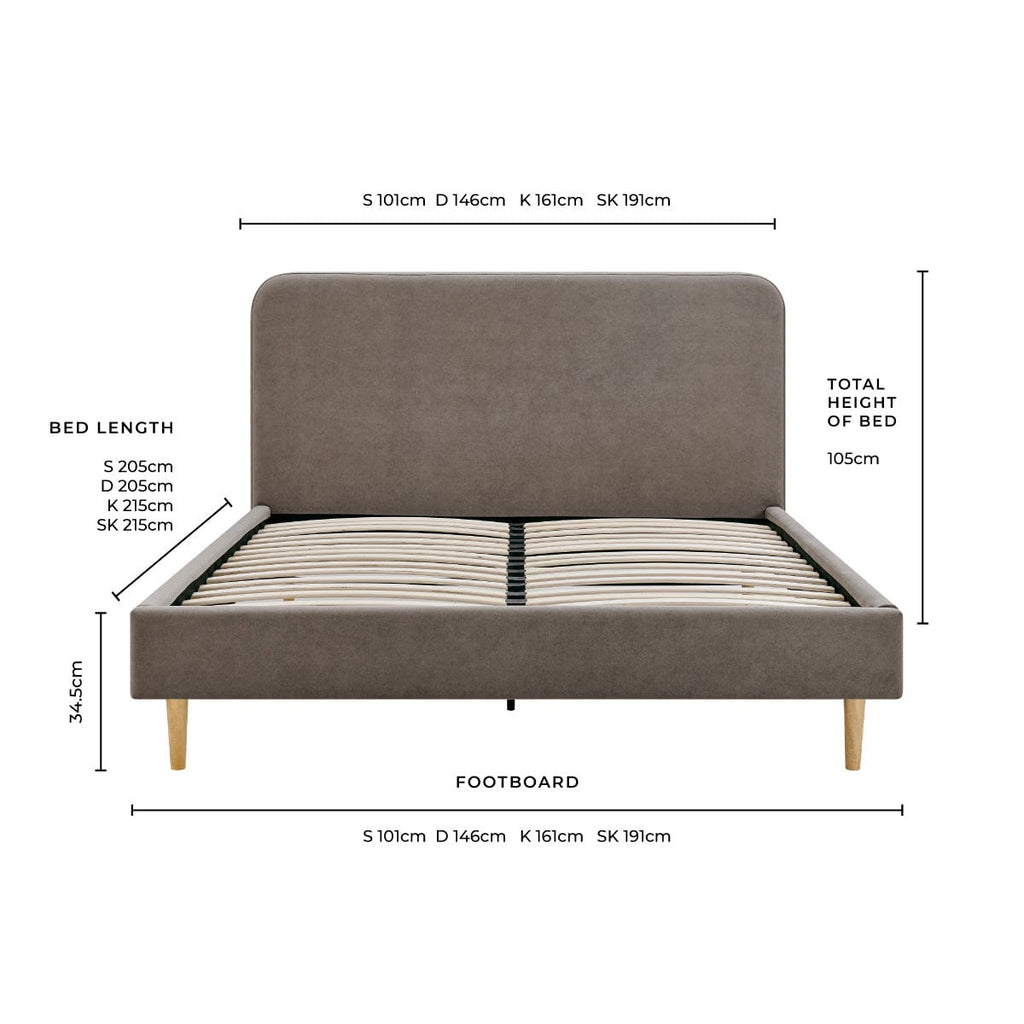 Cadre de lit Ascot - Taupe