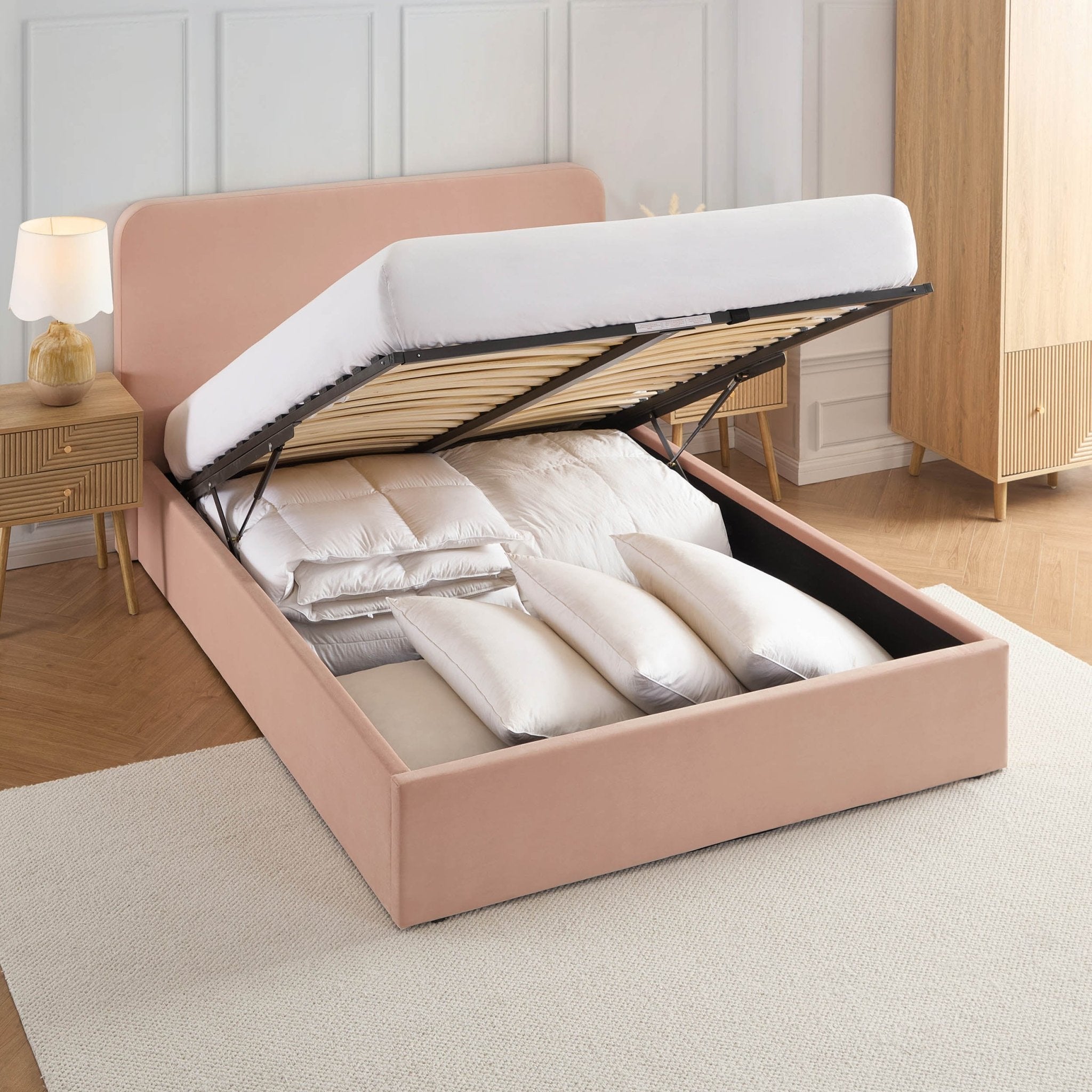 Lit coffre Ascot - Rose poudré