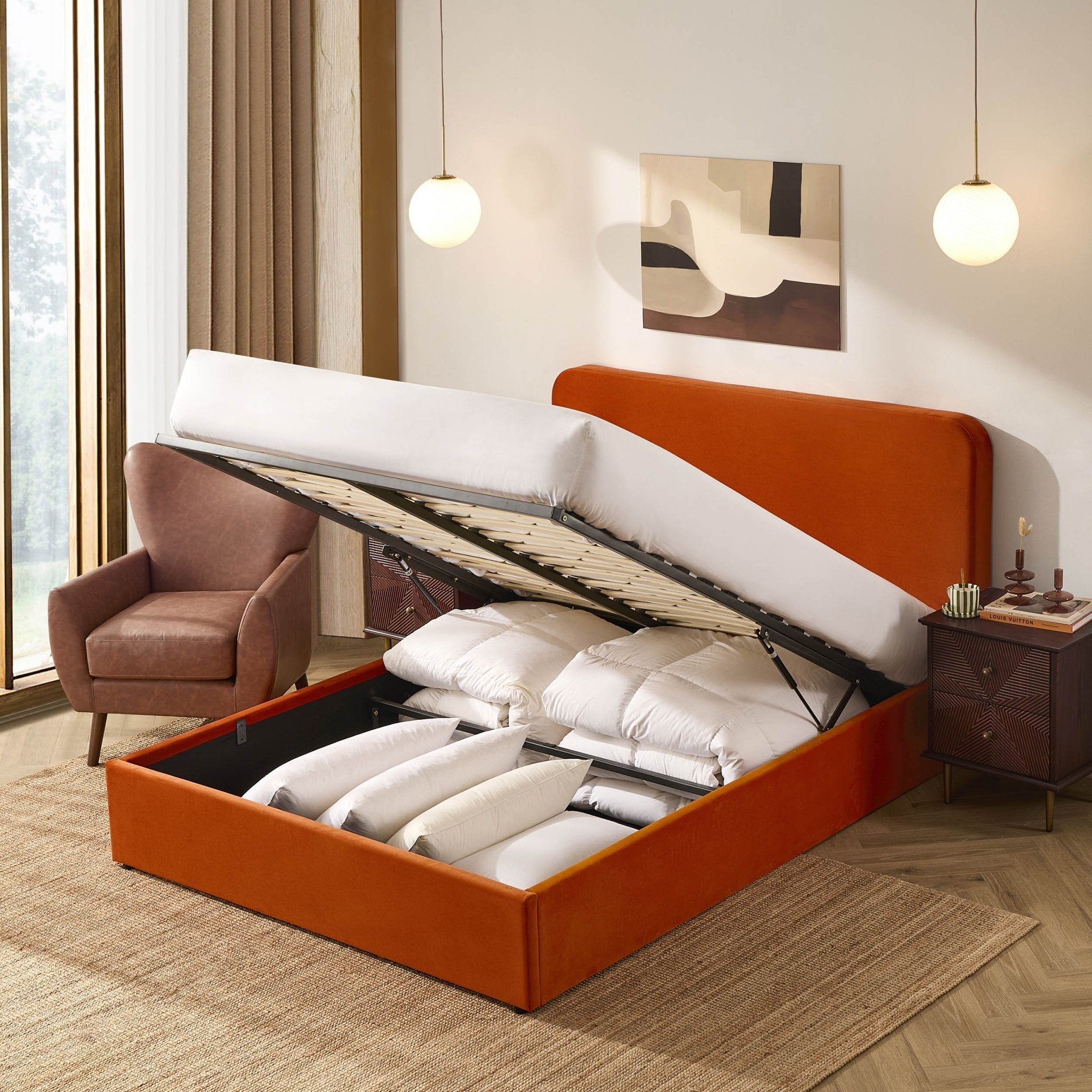 Lit coffre Ascot - Orange vif