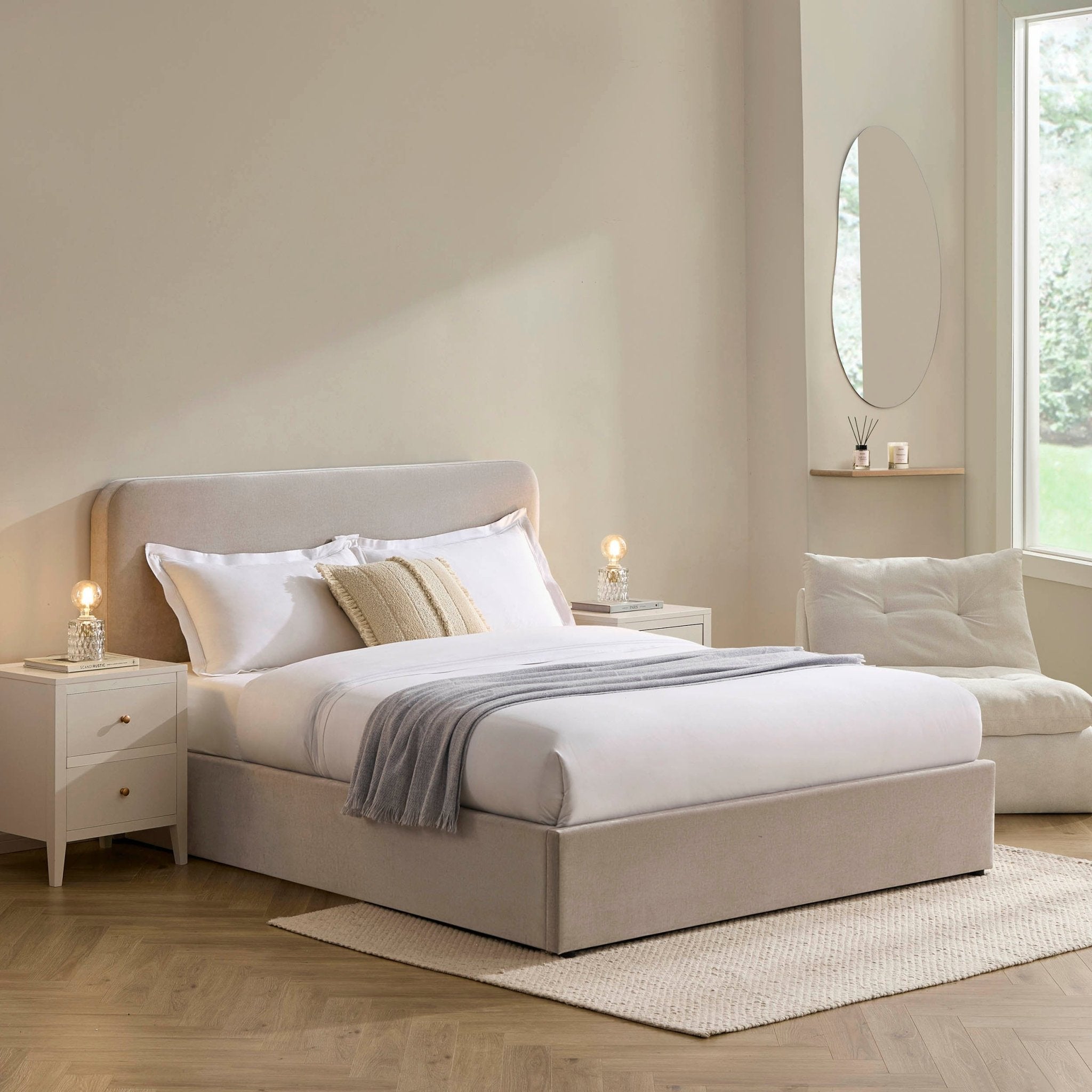 Lit coffre Ascot - Chenille gris clair