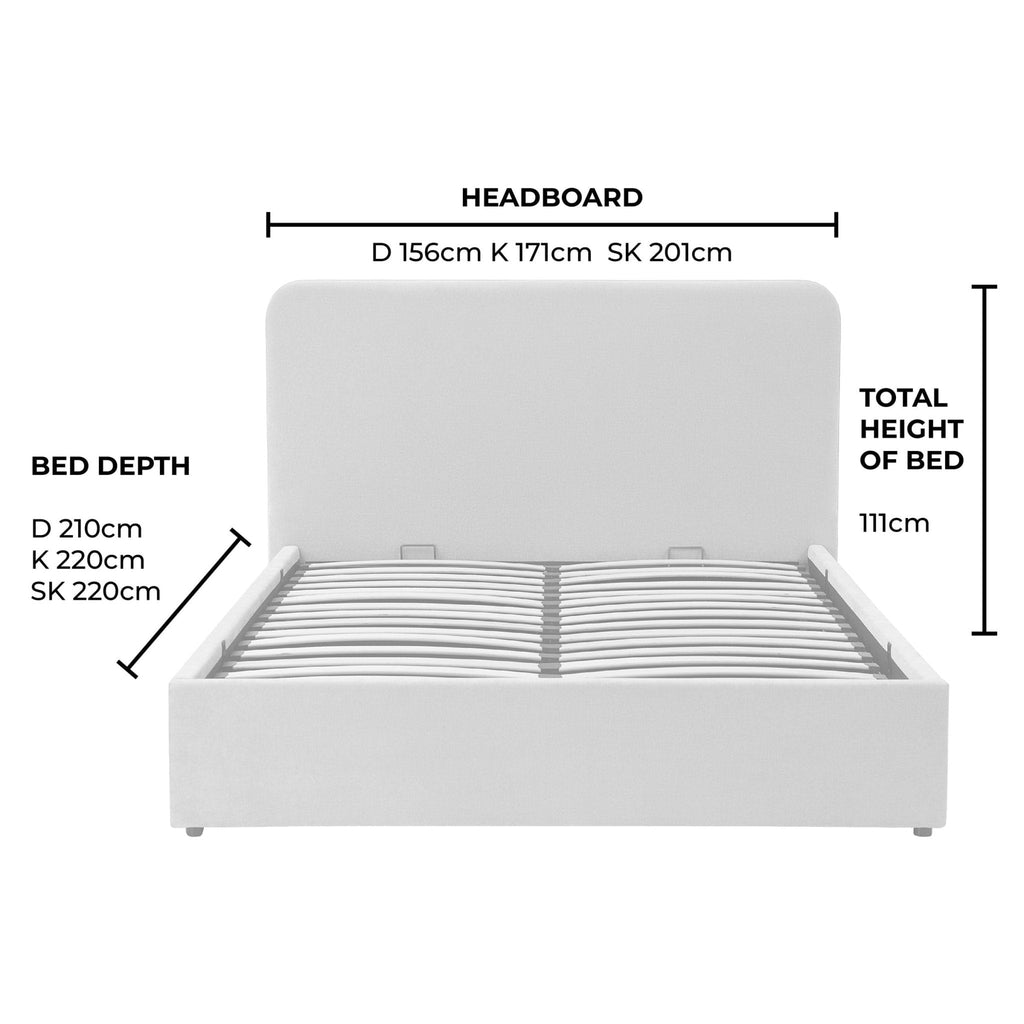 Lit coffre Ascot - Chenille gris clair