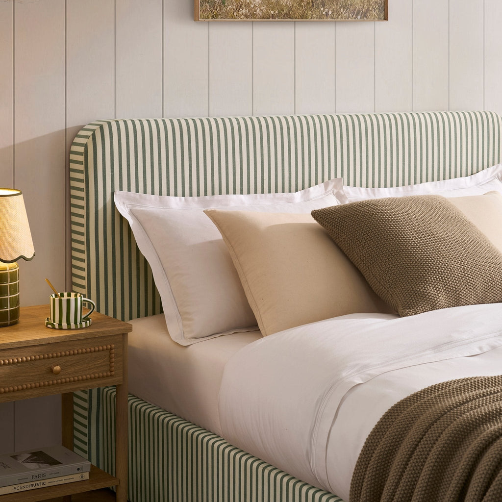 Lit coffre Ascot - Rayures sauge