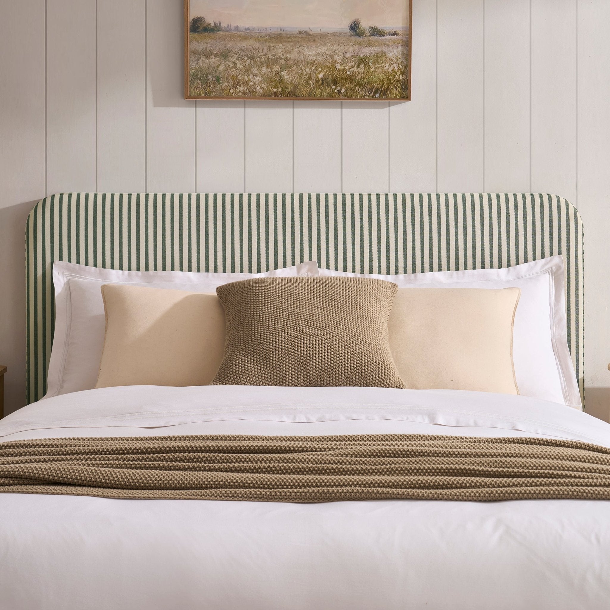 Lit coffre Ascot - Rayures sauge