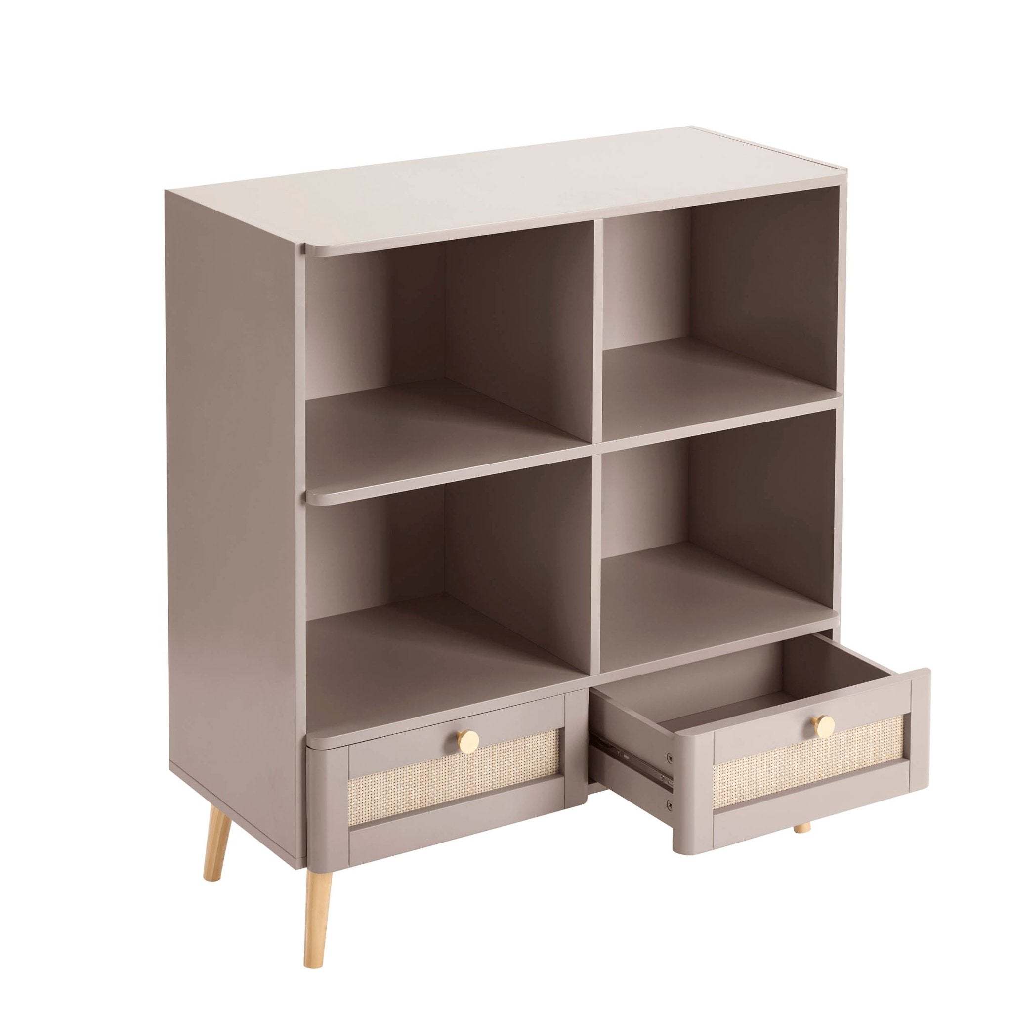 Bibliothèque Aurelia avec tiroirs - Taupe