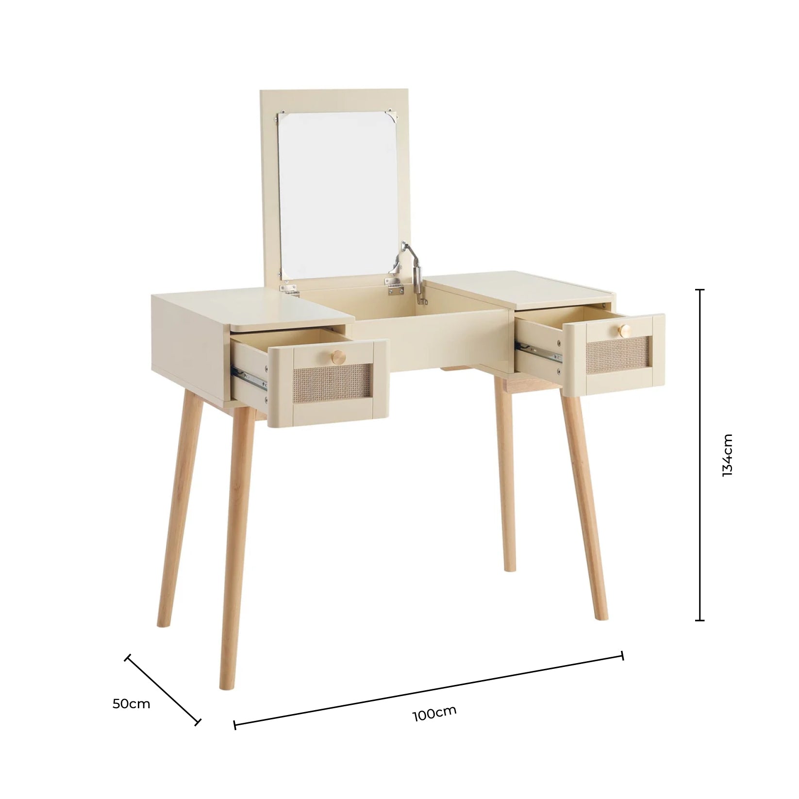 Console coiffeuse Aurelia avec miroir - Taupe