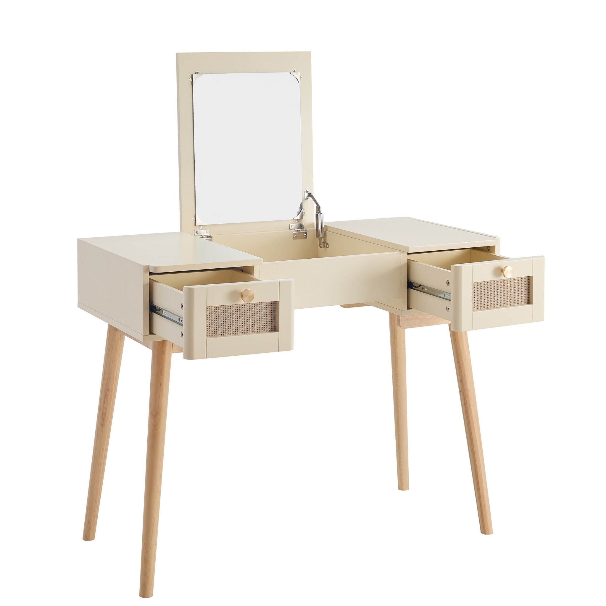 Console coiffeuse Aurelia avec miroir - Crème vintage