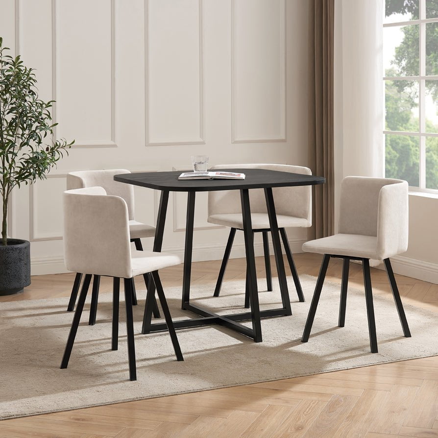 Ensemble table et chaises Ava Space Saver 4 places - Noir/Pierre