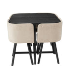 Ensemble table et chaises Ava Space Saver 4 places - Noir/Pierre