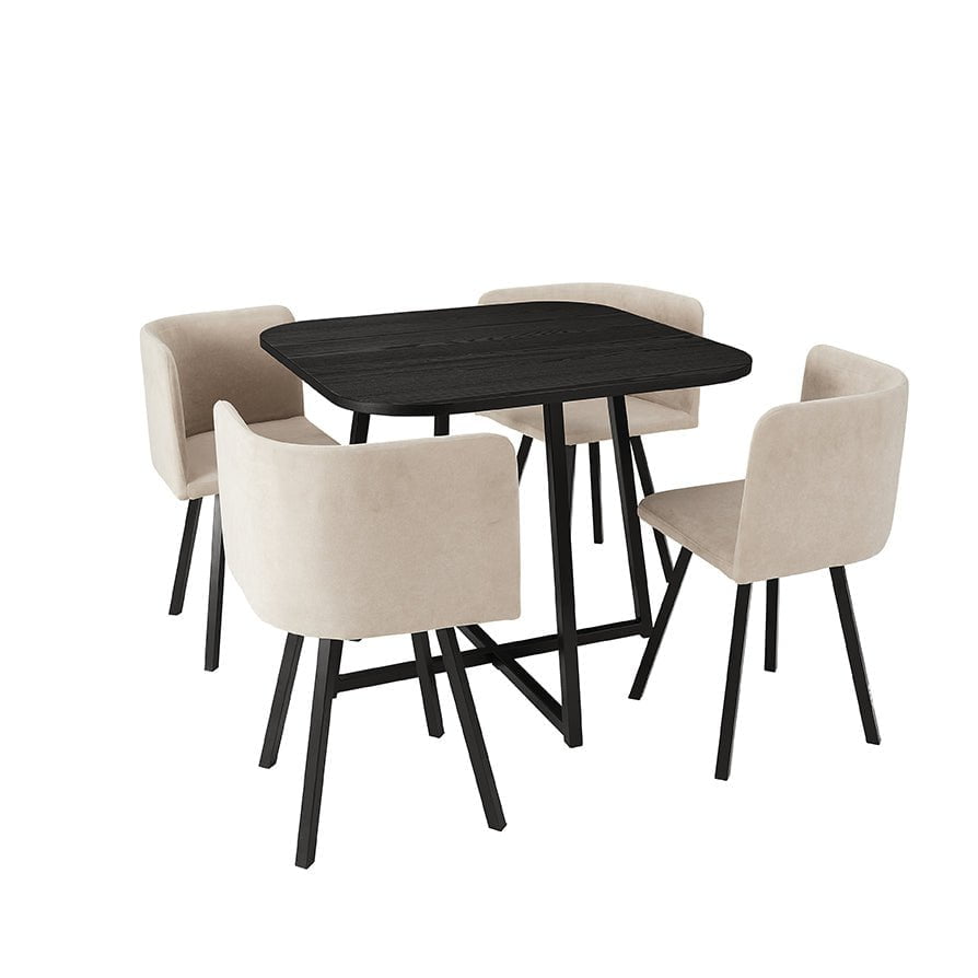 Ensemble table et chaises Ava Space Saver 4 places - Noir/Pierre