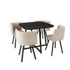 Ensemble table et chaises Ava Space Saver 4 places - Noir/Pierre
