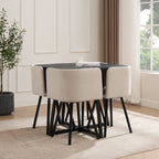 Ensemble table et chaises Ava Space Saver 4 places - Noir/Pierre
