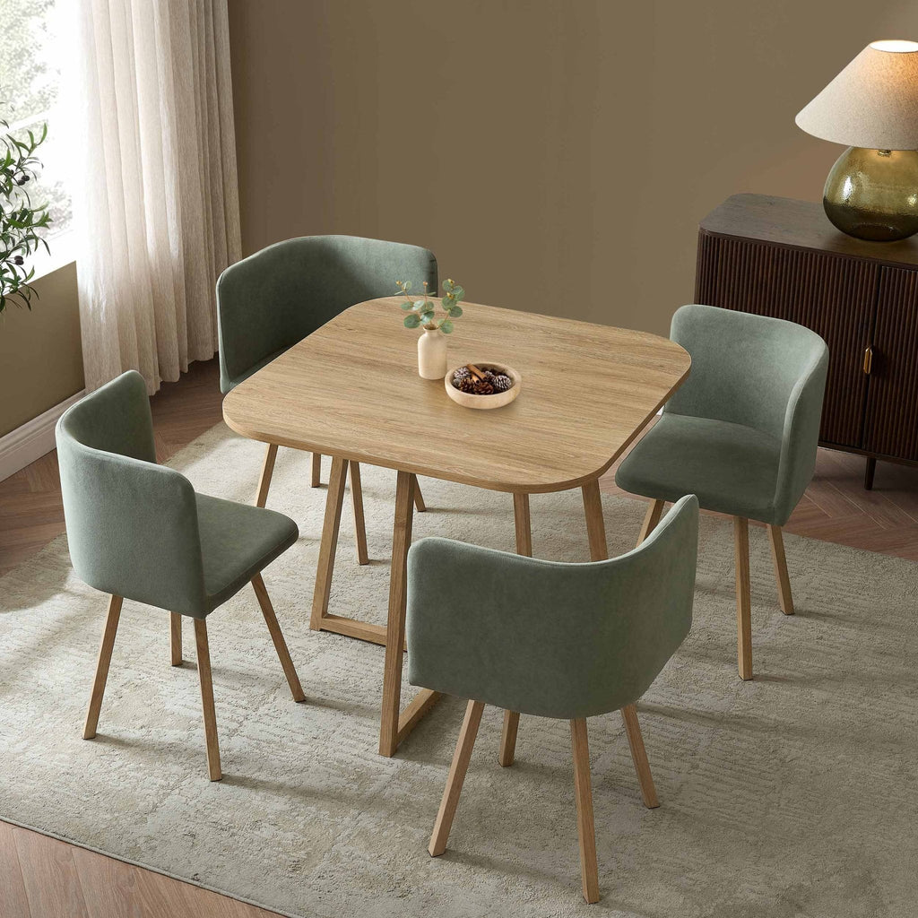 Ensemble table et chaises Ava Space Saver 4 places - Bois clair/Vert
