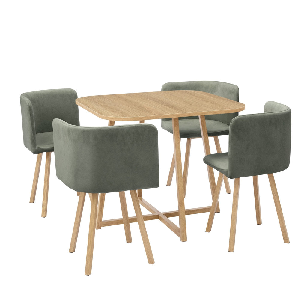 Ensemble table et chaises Ava Space Saver 4 places - Bois clair/Vert