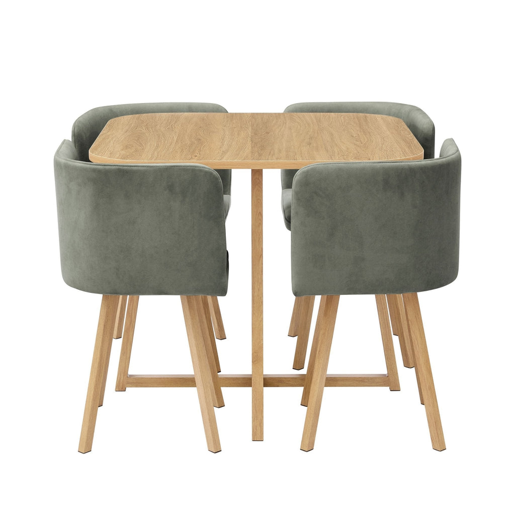 Ensemble table et chaises Ava Space Saver 4 places - Bois clair/Vert