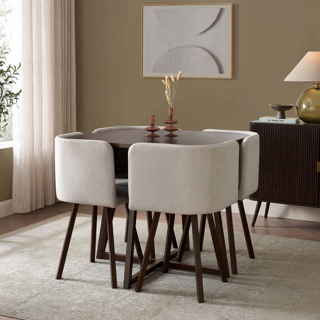 Ensemble table et chaises de salle à manger Ava Space Saver 4 places - Noyer/Pierre