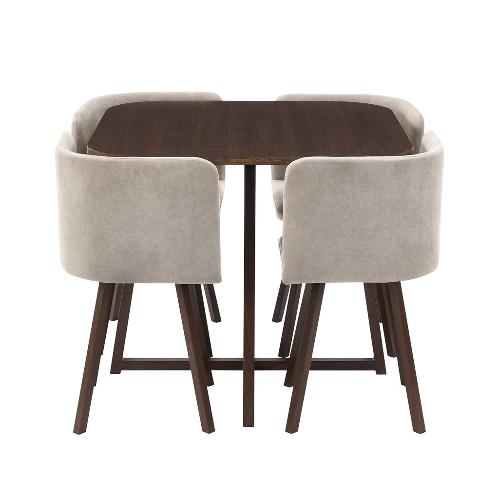 Ensemble table et chaises de salle à manger Ava Space Saver 4 places - Noyer/Pierre