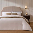 Housse de couette unie en coton et bambou - Blanc/Bleu