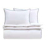 Housse de couette unie en coton et bambou - Blanc/Bleu