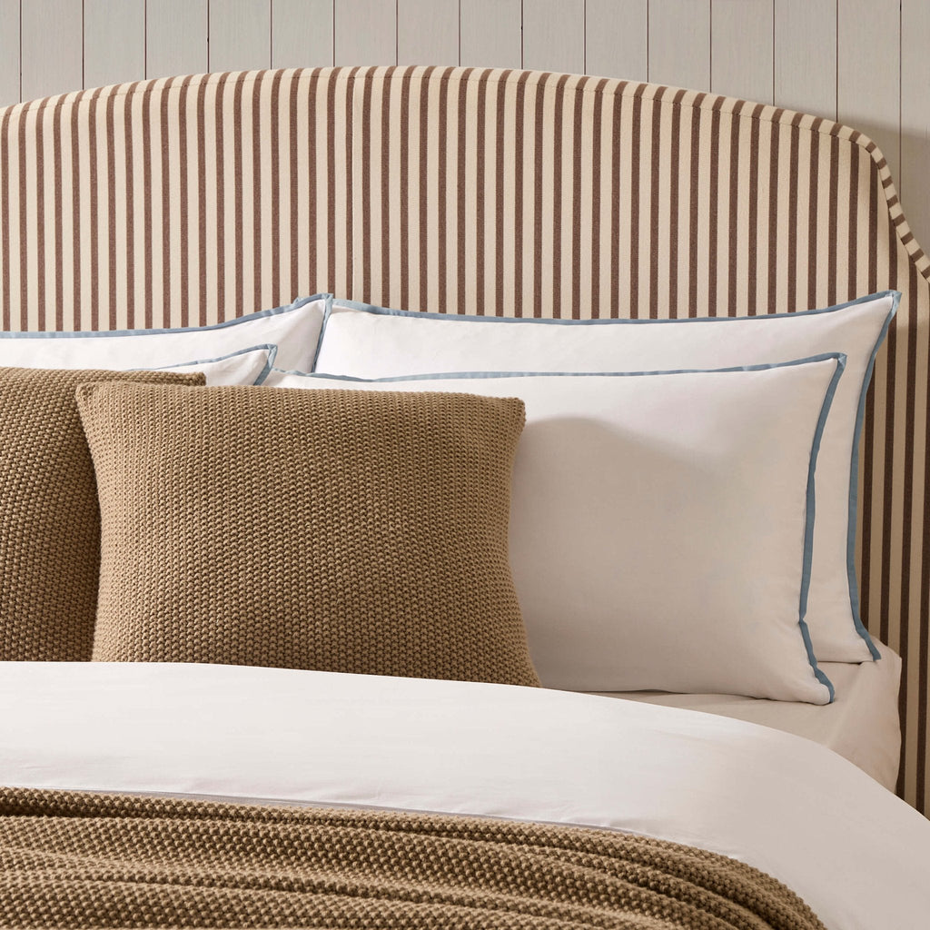 Housse de couette unie en coton et bambou - Blanc/Bleu