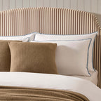 Housse de couette unie en coton et bambou - Blanc/Bleu