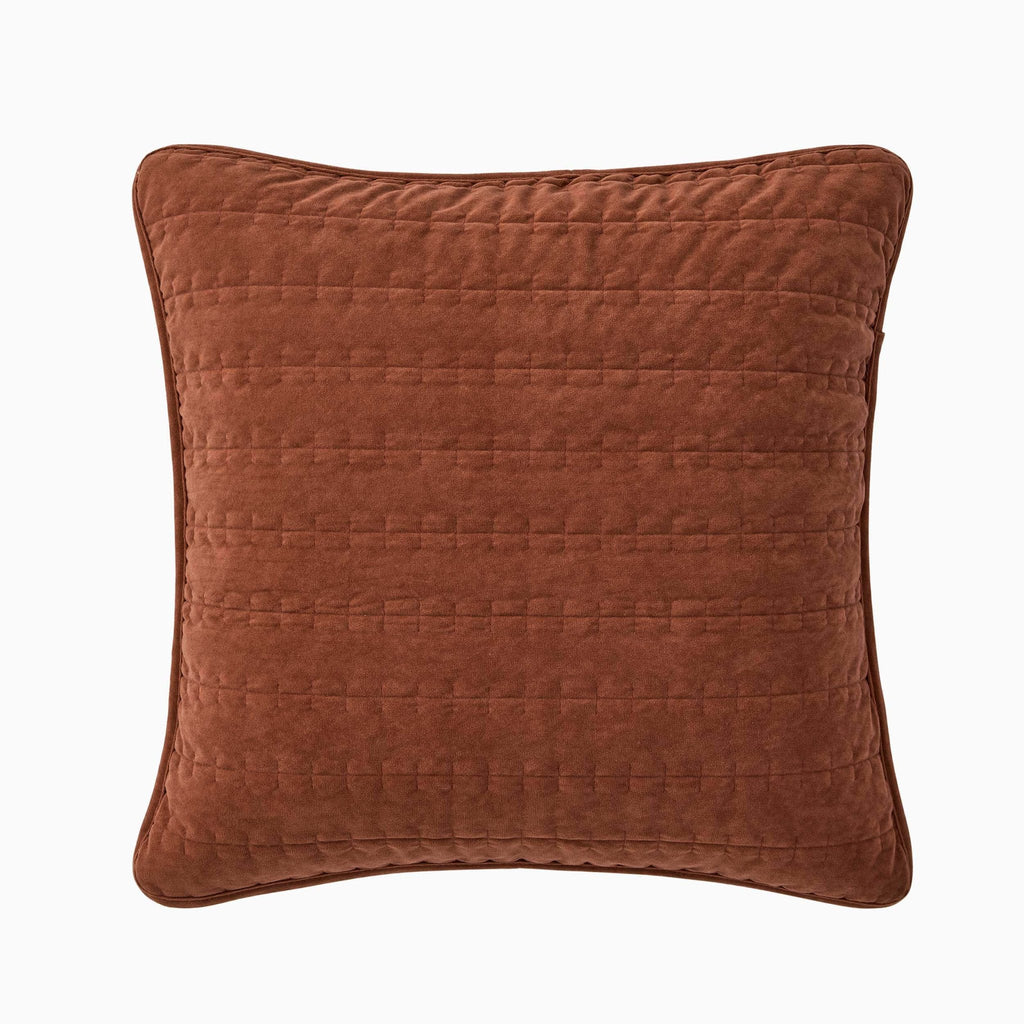 Housse de coussin Bavaro en velours matelassé avec détails de surpiqûres - Orange brûlé
