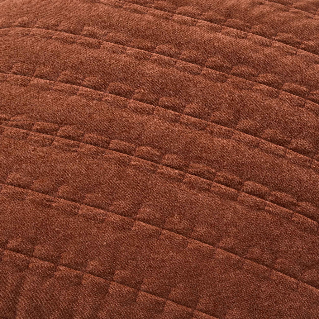 Housse de coussin Bavaro en velours matelassé avec détails de surpiqûres - Orange brûlé