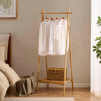 Portant à vêtements Becky en bambou - Bois clair