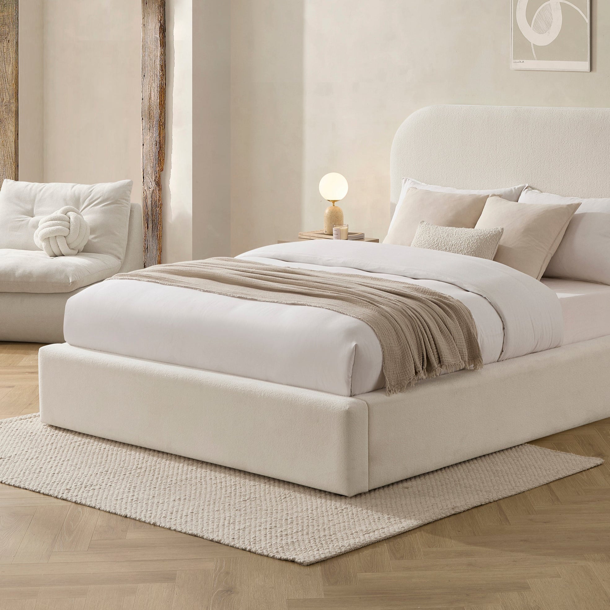 Tapis bouclé tissé à la main Benji - Ivoire