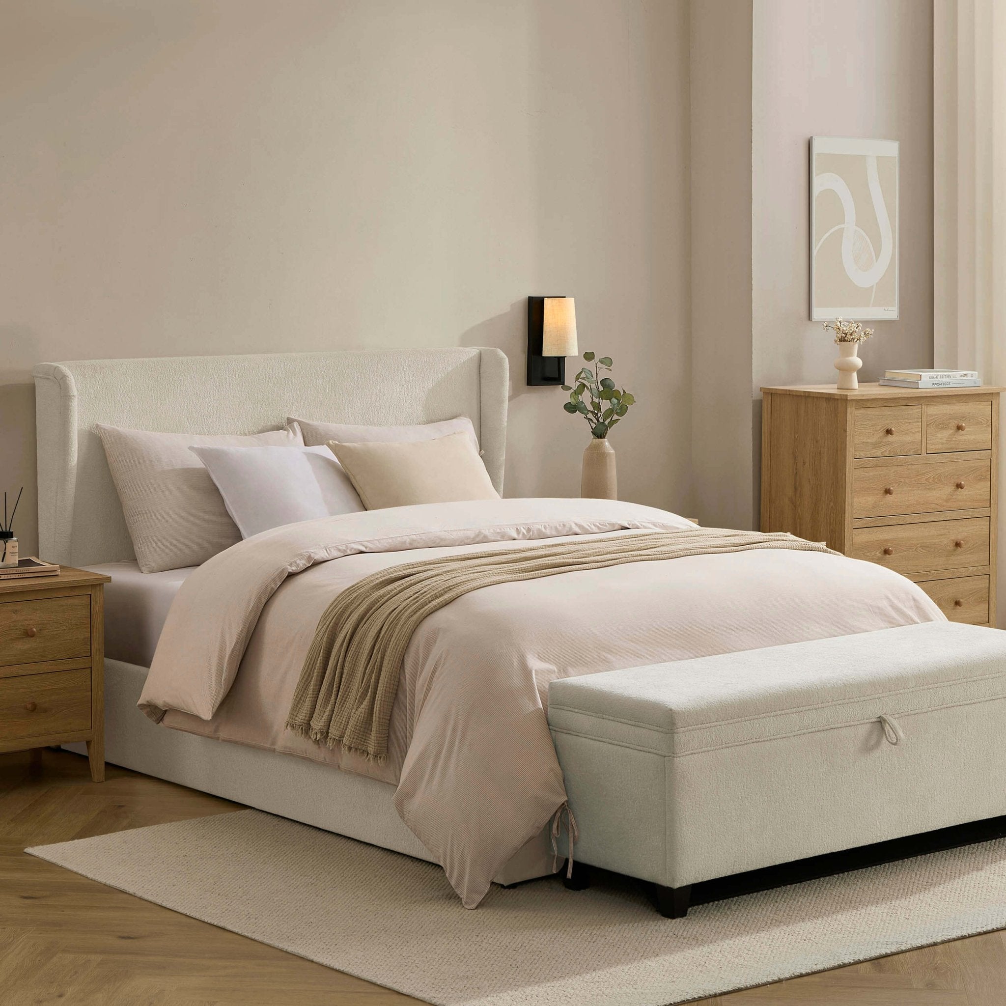 Lit coffre Berkeley - Chenille écru