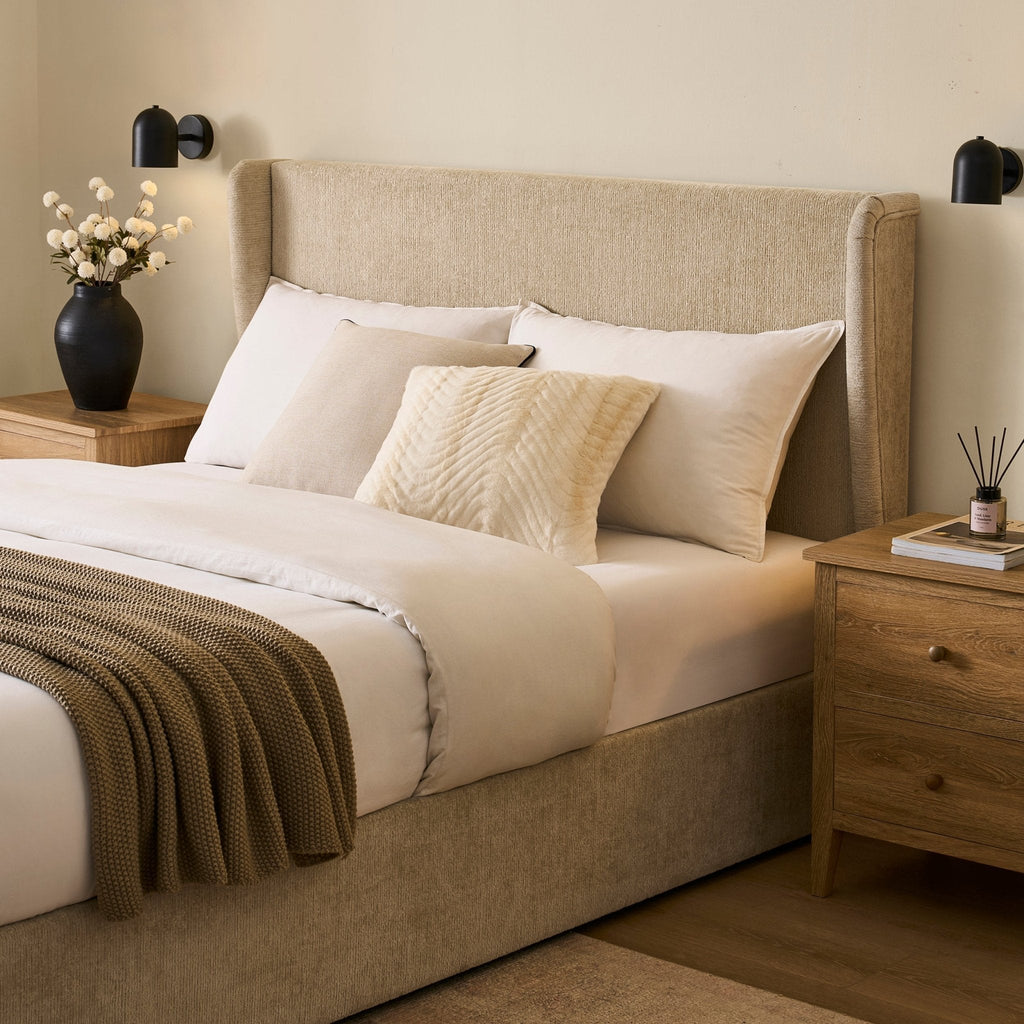 Lit coffre Berkeley - Texture avoine