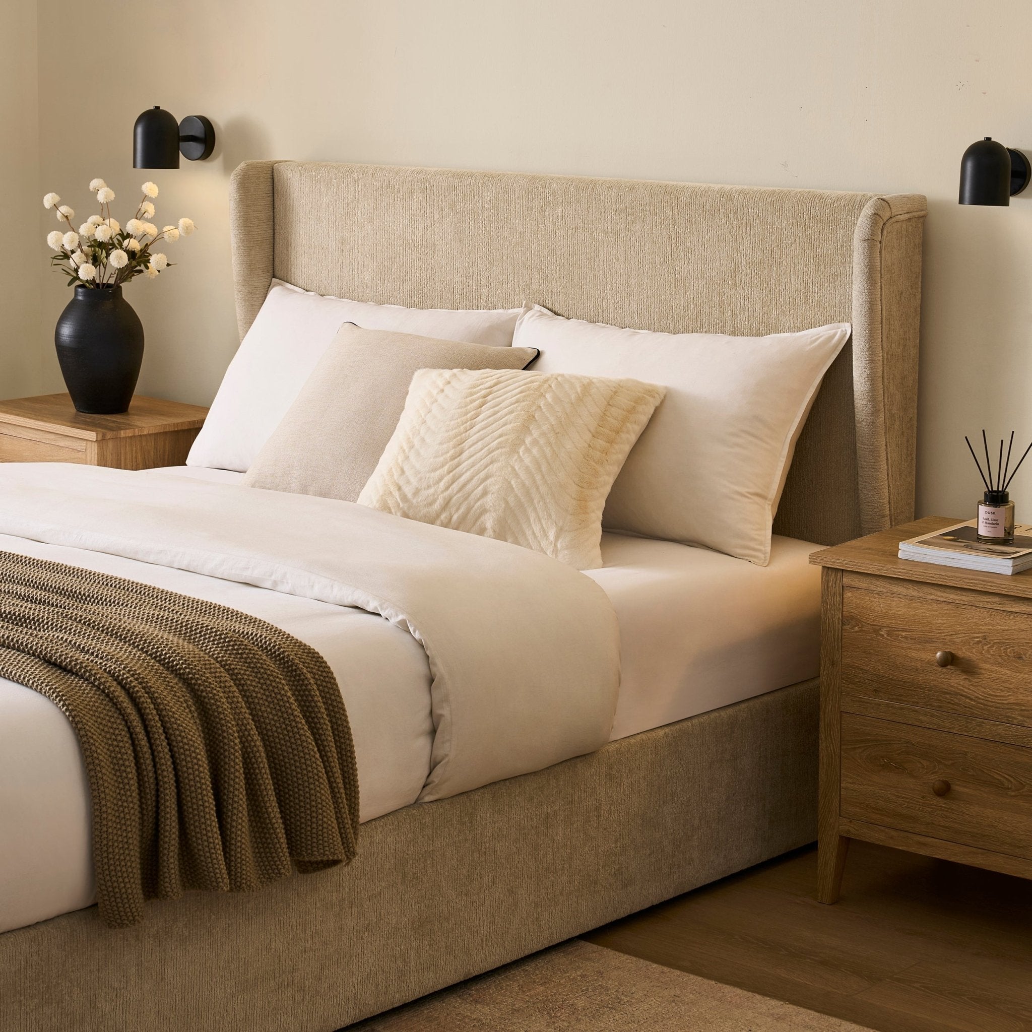 Lit coffre Berkeley - Texture avoine