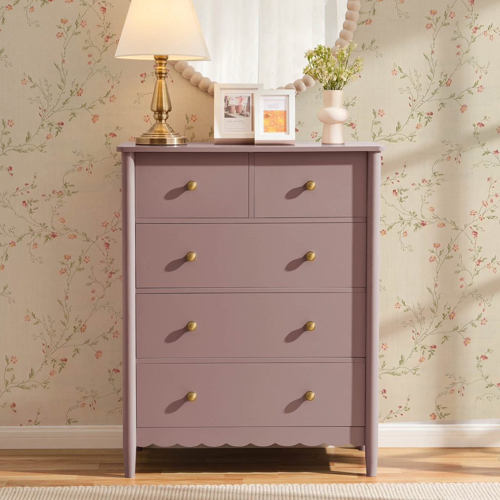 Commode Betty à 5 tiroirs - Mauve poussiéreux