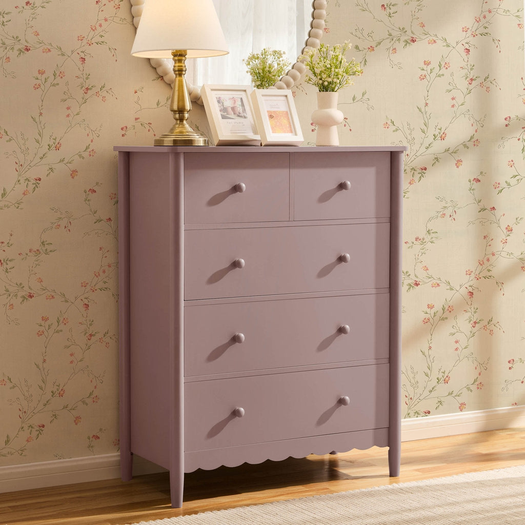 Commode Betty à 5 tiroirs - Mauve poussiéreux