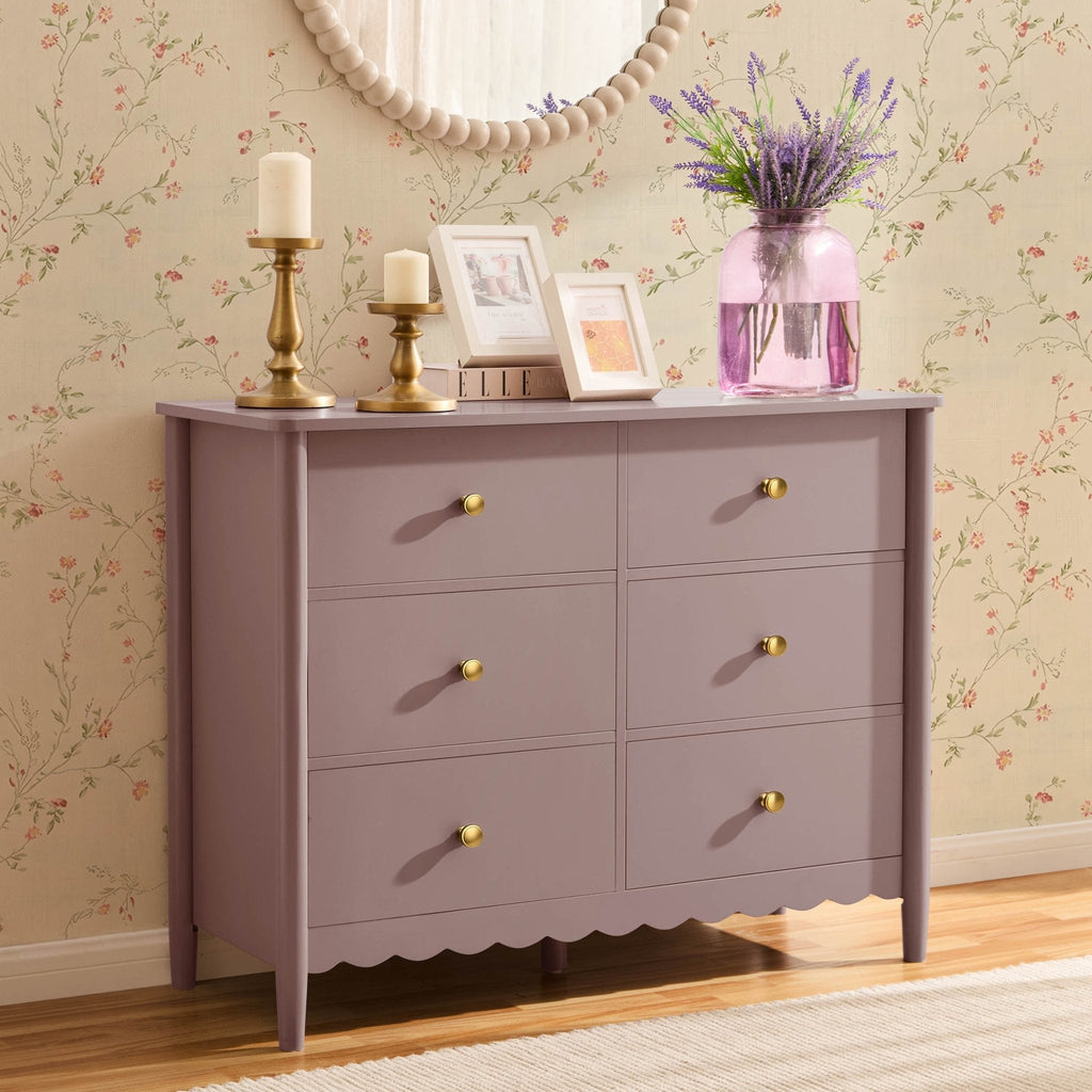 Commode Betty à 6 tiroirs - Mauve poussiéreux