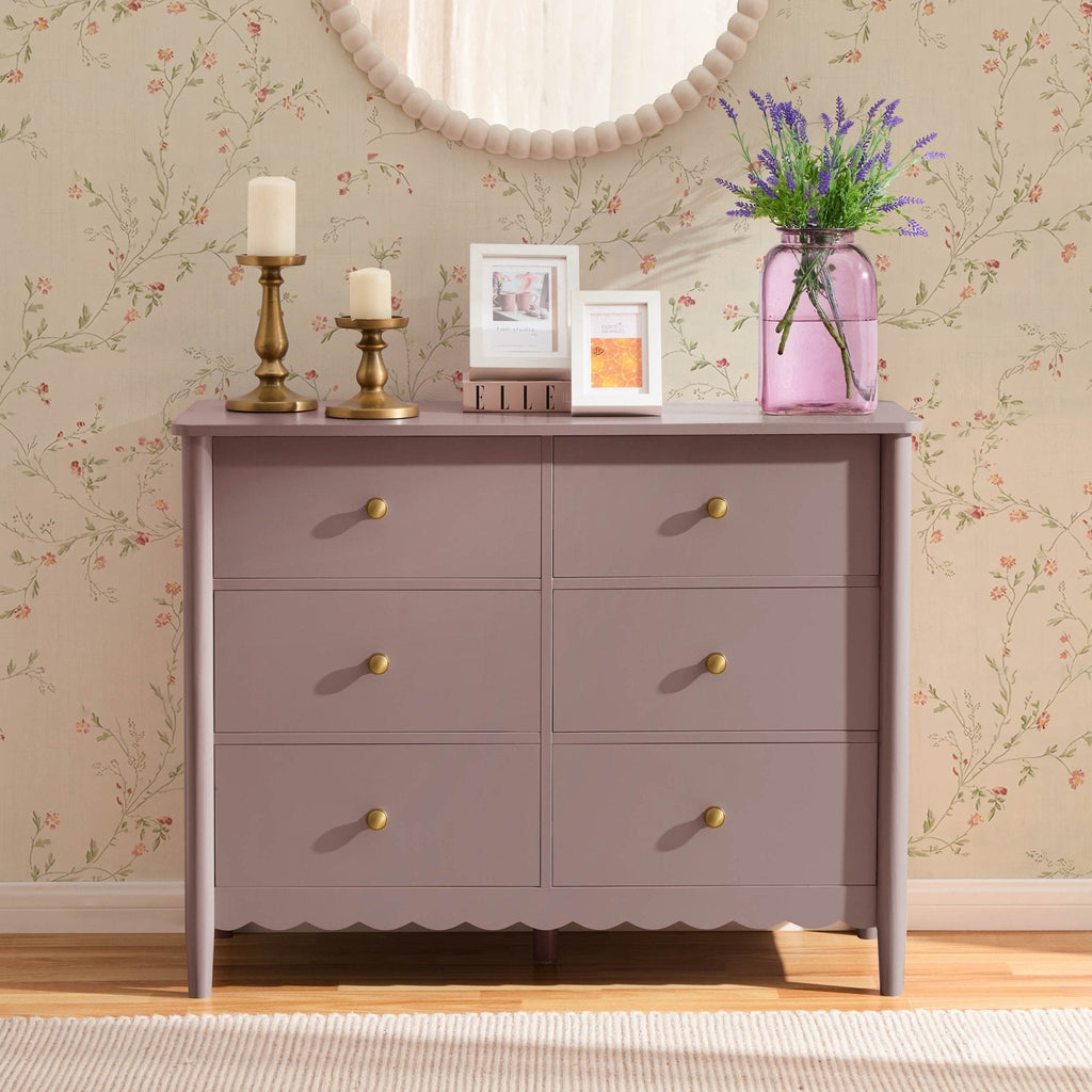 Commode Betty à 6 tiroirs - Mauve poussiéreux