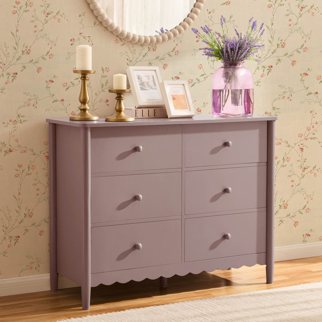 Commode Betty à 6 tiroirs - Mauve poussiéreux