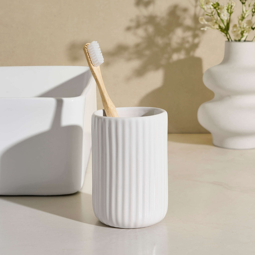 Ensemble d'accessoires Blake Ribbed Glaze - Lot de 2 - Blanc