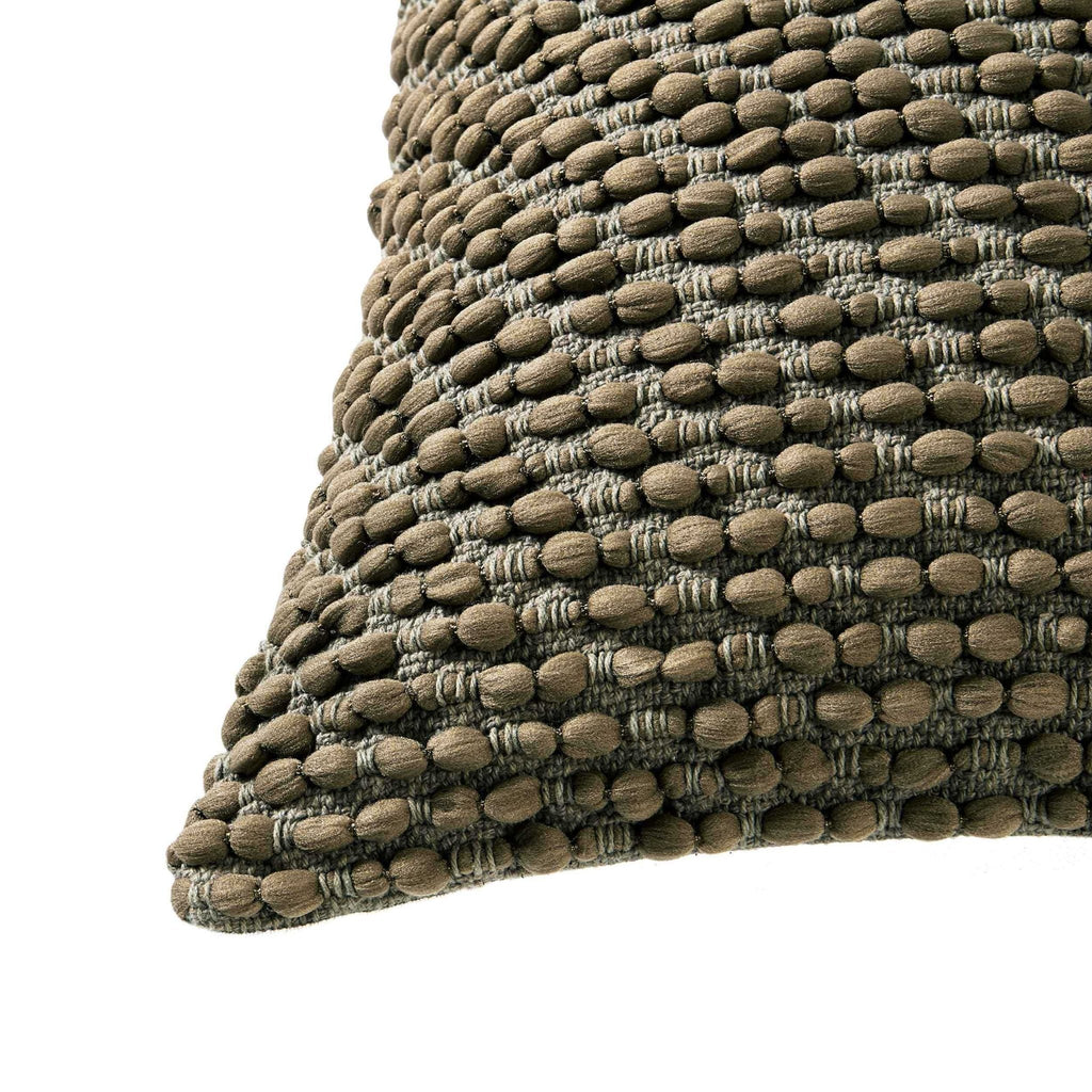 Housse de coussin à pompons - Vert foncé