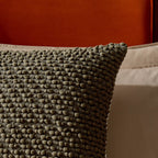 Housse de coussin à pompons - Vert foncé