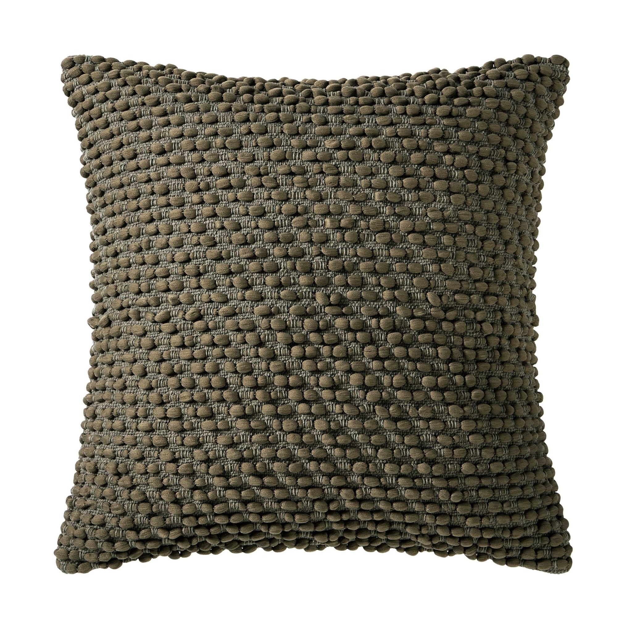 Housse de coussin à pompons - Vert foncé